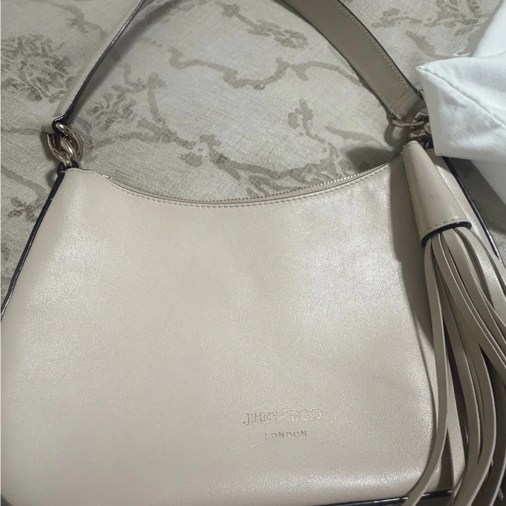 Jimmy Choo Cream Shoulder Bag with Tassel - Picture 2 of 7